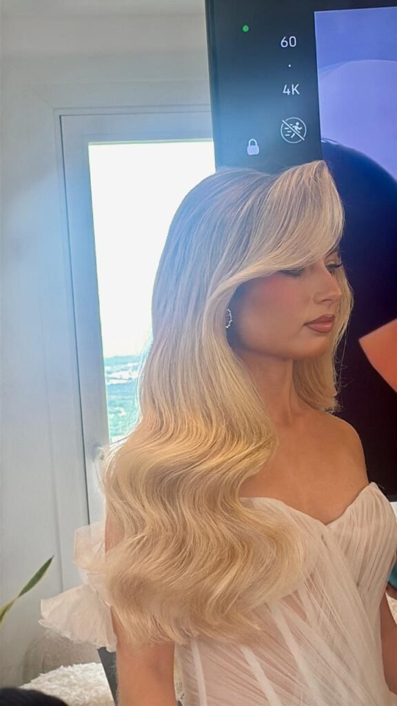 Blonde bridal waves, natural glow backstage